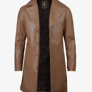 Men's 3 4 Length Brown Leather Car Coat