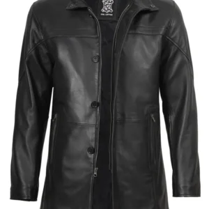 Bristol Men's Black Leather Car Coat