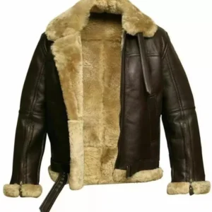 Handmade Men’s RAF B3 Sheepskin Aviator Jacket – Real Leather Bomber Pilot Coat, Winter Gift for Him