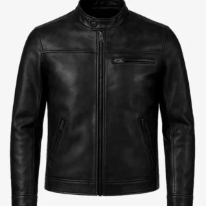 Bickford Mens Black Cafe Racer Real Leather Jacket