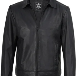 Men's Harrington Matte Black Real Leather Jacket