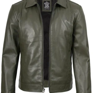 Men's Dark Green Harrington Leather Jacket