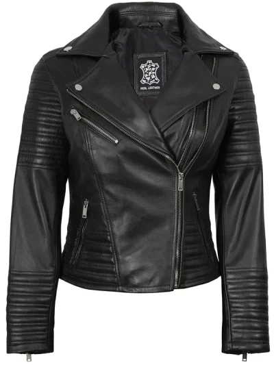 Women's Black Asymmetrical Biker Style Leather Jacket