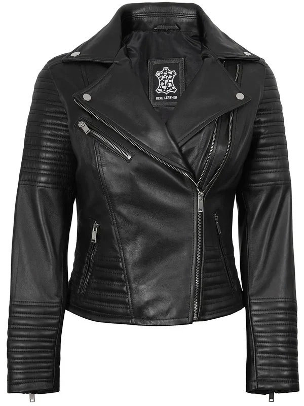 Women's Black Asymmetrical Biker Style Leather Jacket