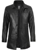 Bristol Men's Black Leather Car Coat