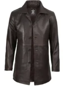 Winchester Men's Distressed Dark Brown Leather Car Coat