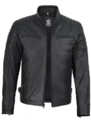 Mens Matte Black Biker Style Real Leather Jacket