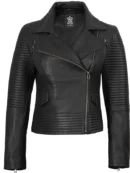 Women's Black Leather Biker Style Jacket