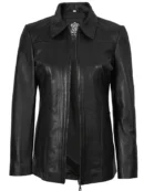 Marsha Women's Leather Black Car Coat
