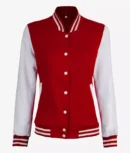 Women’s Red Letterman Jacket – White Sleeve College Varsity Bomber