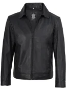 Men's Harrington Matte Black Real Leather Jacket