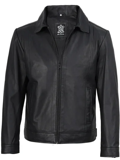 Men's Harrington Matte Black Real Leather Jacket
