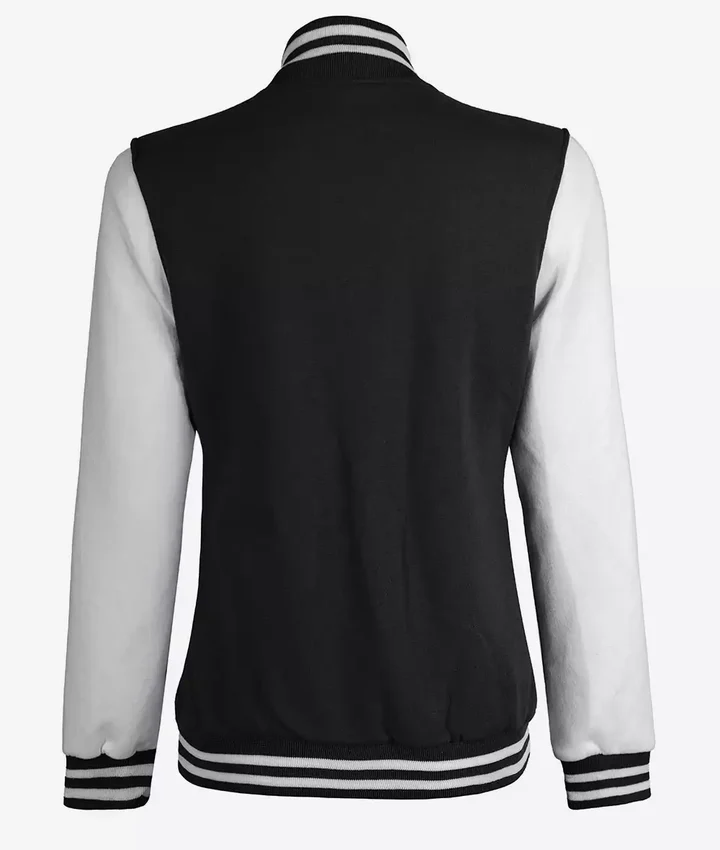 Women’s White and Black Varsity Jacket – Baseball Style Bomber - Image 6