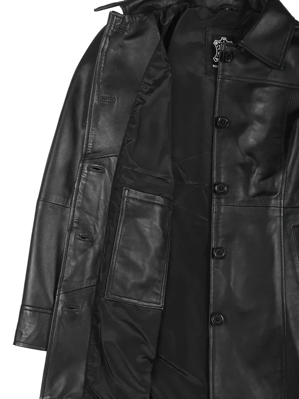 Kandis Womens Black 3/4 Length Leather Car Coat - Image 6